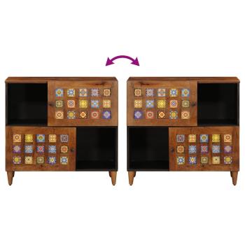Sideboard mit Tür Walnuss 80 x 33,5 x 75 cm Massivholz Mango