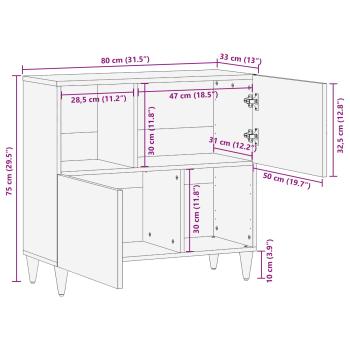 Sideboard mit Tür Walnuss 80 x 33,5 x 75 cm Massivholz Mango