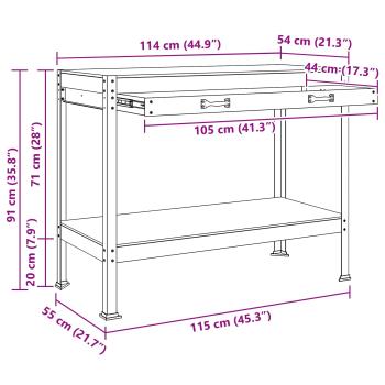 Werkbänke mit Schubladen Schwarz 81 x 41 x 145 cm Holzwerkstoff