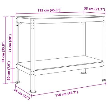 Werkbänke mit Regal Schwarz 81 x 41 x 145 cm Holzwerkstoff