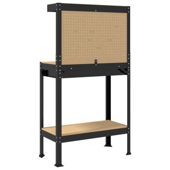 Werkbänke mit Schubladen Schwarz 81 x 41 x 145 cm Holzwerkstoff