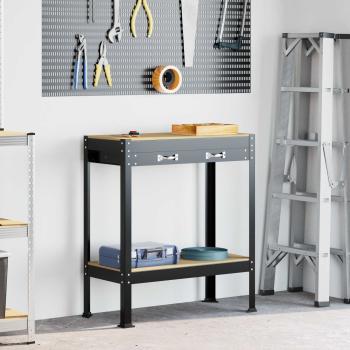 ARDEBO.de - Werkbänke mit Schubladen Schwarz 81 x 41 x 145 cm Holzwerkstoff