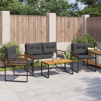 ARDEBO.de - Gartenmöbel Set mit Kissen 4 pcs Blassgrau