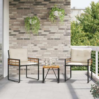 Gartenmöbel Set mit Kissen 3 pcs Creme