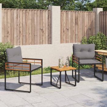 ARDEBO.de - Gartenmöbel Set mit Kissen 3 pcs Hellgrau