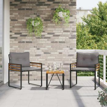 Gartenmöbel Set mit Kissen 3 pcs Hellgrau