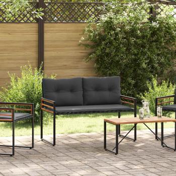 ARDEBO.de - Holz-Lagenbank mit Kissen Uni Blassgrau 114 x 55 x 77 cm