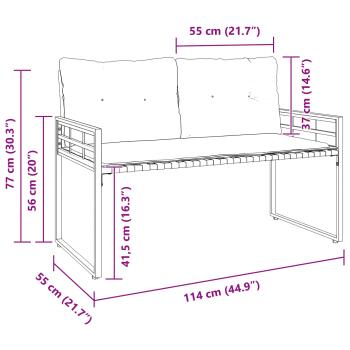 Holz-Lagenbank mit Kissen Uni Blassgrau 114 x 55 x 77 cm