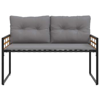 Holz-Lagenbank mit Kissen Uni Hellgrau 114 x 55 x 77 cm