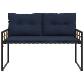 Holz-Lagenbank mit Kissen Uni Marineblau 114 x 55 x 77 cm