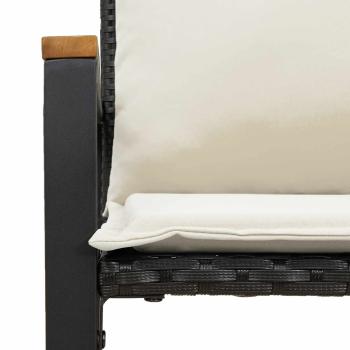 Bank mit Kissen Schwarz und Cremeweiß 115 x 65 x 72 cm Rattan