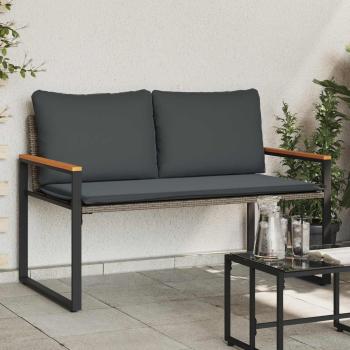 ARDEBO.de - Bank mit Kissen Grau und Dunkelgrau 115 x 65 x 72 cm Rattan