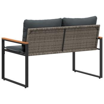 Bank mit Kissen Grau und Dunkelgrau 115 x 65 x 72 cm Rattan