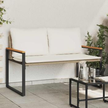 ARDEBO.de - Bank mit Kissen Beige und Cremeweiß 115 x 65 x 72 cm Rattan