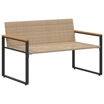 Bank mit Kissen Beige und Cremeweiß 115 x 65 x 72 cm Rattan