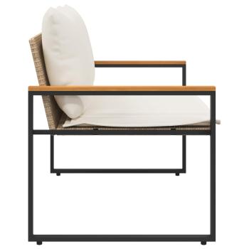 Bank mit Kissen Beige und Cremeweiß 115 x 65 x 72 cm Rattan