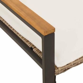 Bank mit Kissen Beige und Cremeweiß 115 x 65 x 72 cm Rattan