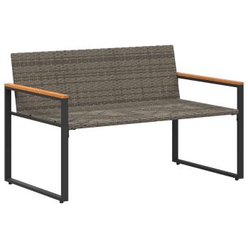Bank mit Kissen Grau und Marineblau 115 x 65 x 72 cm Rattan