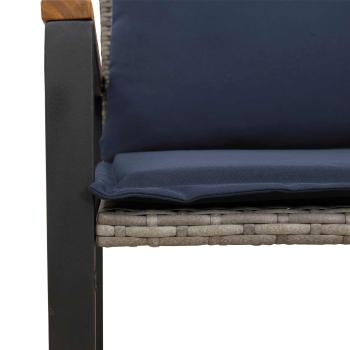 Bank mit Kissen Grau und Marineblau 115 x 65 x 72 cm Rattan