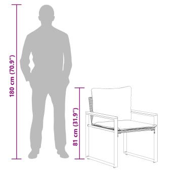 Möbelsets mit Kissen 3 pcs Schwarz und Cremeweiß Rattan