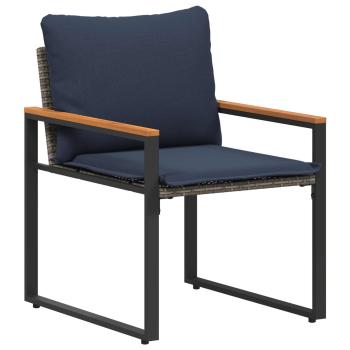 Möbelsets mit Kissen 3 pcs Grau und Marineblau Rattan