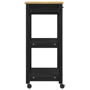 Küchentrolley MONZA Schwarz 60 x 40 x 88,5 cm Massivholz Kiefer