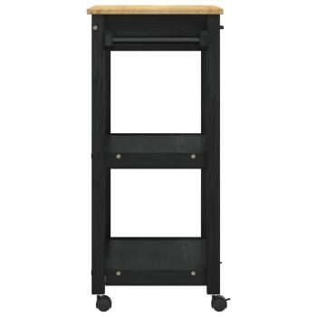 Küchentrolley MONZA Schwarz 60 x 40 x 88,5 cm Massivholz Kiefer