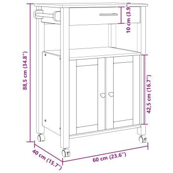 Küchentrolley Uni Schwarz 88,5 x 40 x 60 cm