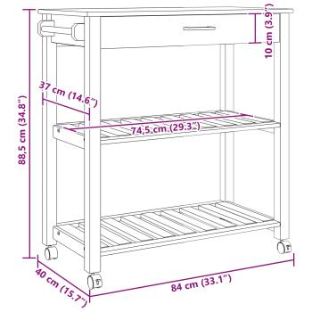 Küchentrolley Uni Schwarz 88,5 x 40 x 84 cm