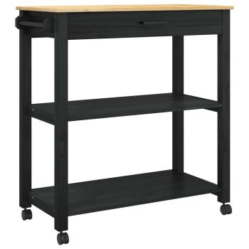 Küchentrolley MONZA Schwarz 84 x 40 x 88,5 cm Massivholz Kiefer