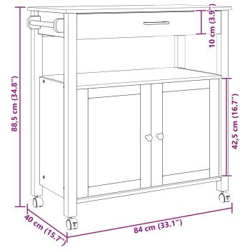 Küchentrolley Uni Schwarz 88,5 x 40 x 48 cm