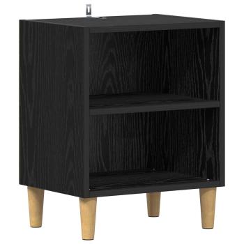 ARDEBO.de - Bettschrank Schwarz Eichen-Optik 40 x 30 x 50 cm Holzwerkstoff