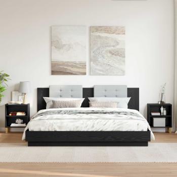 Bettschrank 2 pcs Schwarz Eichen-Optik 40 x 30 x 50 cm