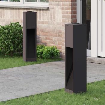 ARDEBO.de - Solar LED Wegeleuchte 2 pcs Schwarz Kalt gewalzter Stahl