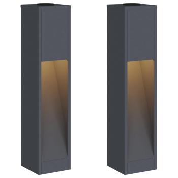 Solar LED Wegeleuchte 2 pcs Anthrazit Kalt gewalzter Stahl