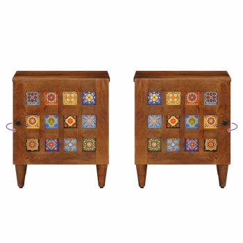 Nachttisch Braun 40 x 33,5 x 46 cm Massivholz Mango