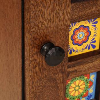 Highboard mit Tür Walnuss 40 x 33,5 x 110 cm Massivholz Mango