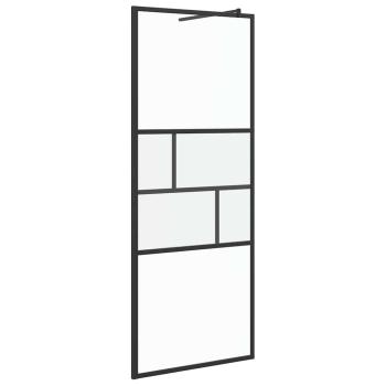 Walk-in Duschwand Schwarz 80 x 195 x 0,5 cm Glas und Aluminium