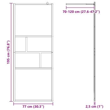 Walk-in Duschwand Schwarz 80 x 195 x 0,5 cm Glas und Aluminium