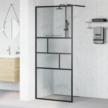 ARDEBO.de - Walk-in Duschwand Schwarz 80 x 195 x 0,5 cm Glas und Aluminium