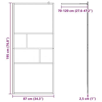 Walk-in Duschwand Schwarz 80 x 195 x 0,5 cm Glas und Aluminium