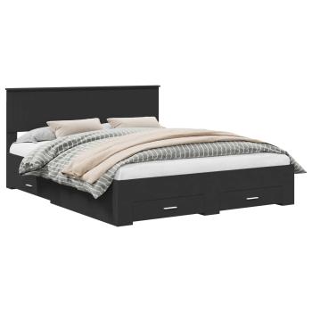 Bettrahmen mit Kopfteil Schwarz 160 x 200 cm Holzwerkstoff