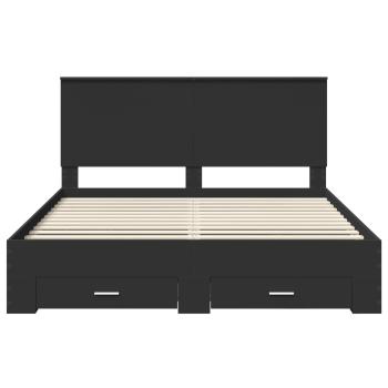 Bettrahmen mit Kopfteil Schwarz 160 x 200 cm Holzwerkstoff