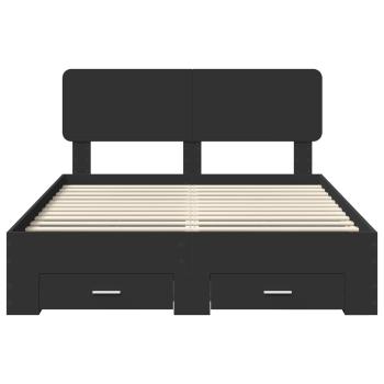 Bettrahmen mit Kopfteil Schwarz 140 x 190 cm Holzwerkstoff