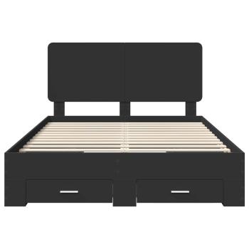 Bettrahmen mit Kopfteil Schwarz 160 x 200 cm Holzwerkstoff