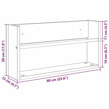 Magazinregal 2 pcs Schwarz Eichen-Optik 60 x 12 x 30 cm