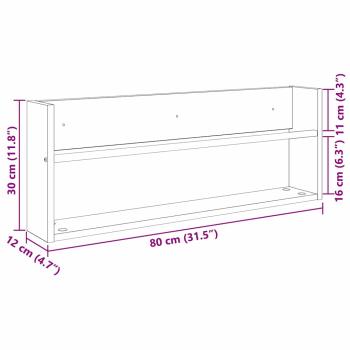 Magazinregal Schwarz Eichen-Optik 80 x 12 x 30 cm Holzwerkstoff