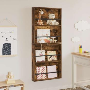 Magazinregal mit Regal 2 pcs Geräucherte Eiche 60 x 12 x 70 cm