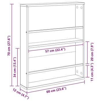 Magazinregal 2 pcs Altholz 60 x 12 x 70 cm Holzwerkstoff