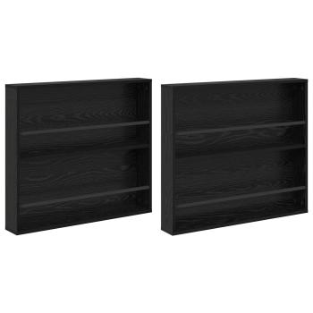 ARDEBO.de - Magazinregal 2 pcs Schwarz Eichen-Optik 80 x 12 x 70 cm